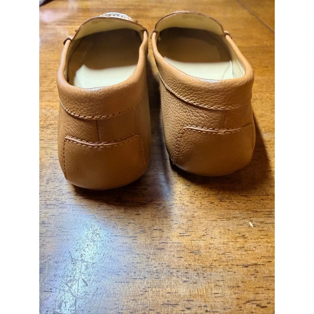 Michael Kors Lillie Moccasin Women 7.5 Tan Excellent Pebbled Leather Flats MG19F
